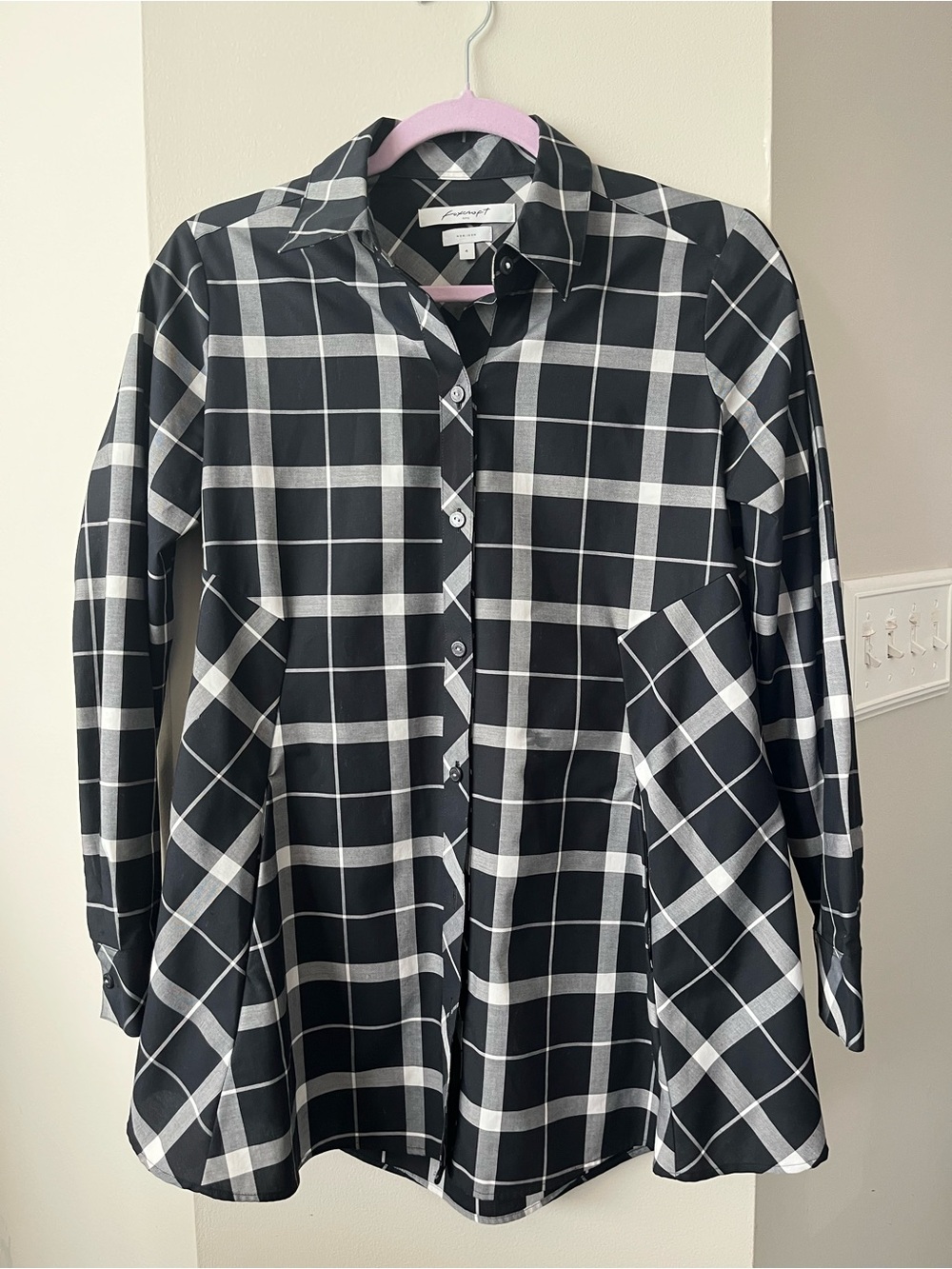 Foxcroft Black & White Plaid Button-Front Shirt Jacket